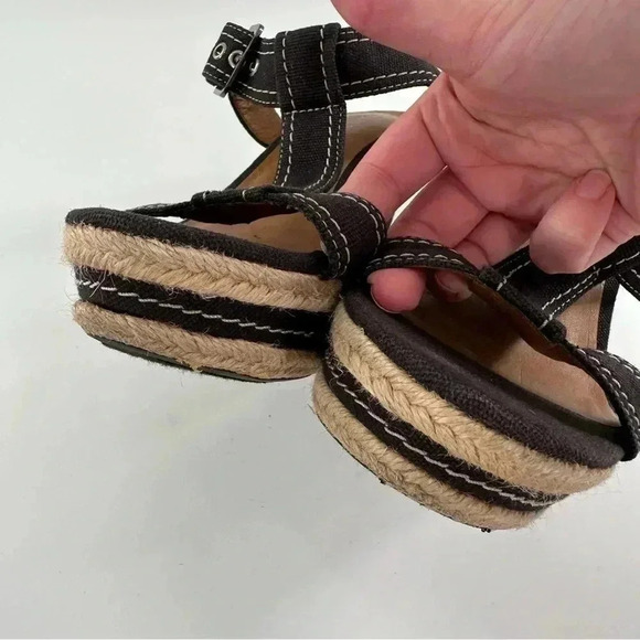 Franco Sarto womens sandals size 6 black canvas platform wedge Espadrilles - Picture 9 of 13